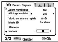PENTAX Optios - Réglage de la durée de l'affichage immédiat (affich. immédiat) - 1