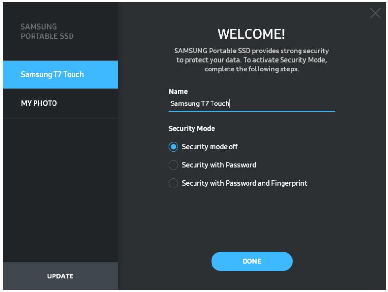 SAMSUNG SSDEXTERNE - Configuration du mode de sécurité (facultatif) - 1