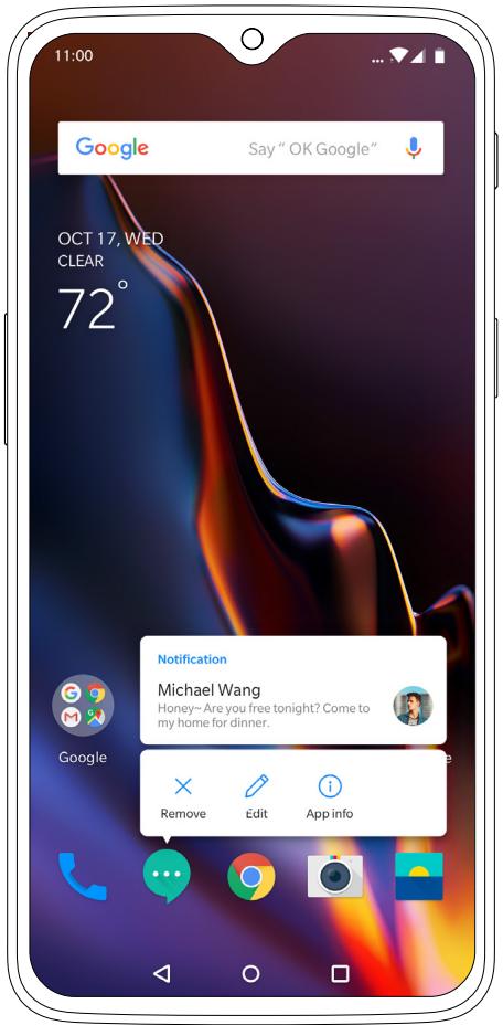 ONEPLUS 6T - Pression longue sur une application - 1