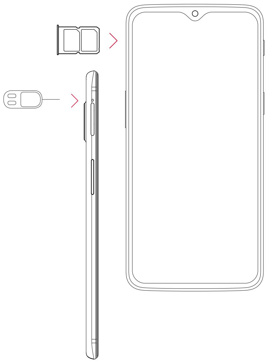 ONEPLUS 6T - Insertion d'une carte SIM – Double logement de carte SIM - 1