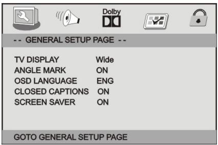 PROLINE DVDP271WxX - • Page de configuration générale - 1