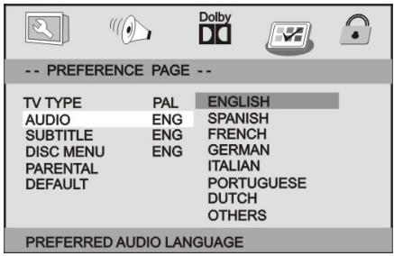 PROLINE DVDP271WxX - - Options Audio, Subtitle et Disc menu - 1