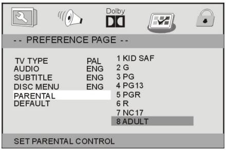 PROLINE DVDP271WxX - - Option Parental - 1