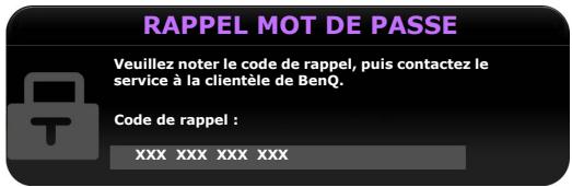 BENQ W1070+W - Procédure de rappel de mot de passe - 2