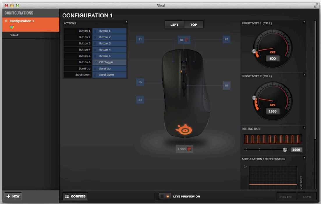 STEELSERIES APEX M800 - Rival Configuration Window - 1
