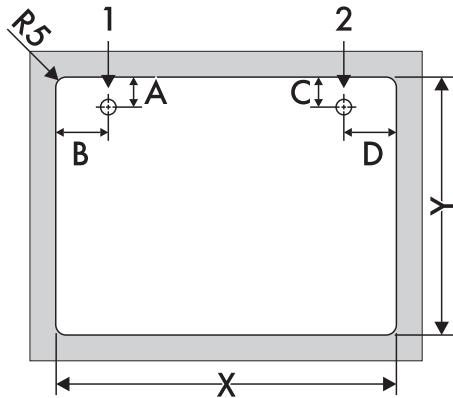 SMEG PM3953D - Dimensions du plan à semi-encastrement (mm) - 1