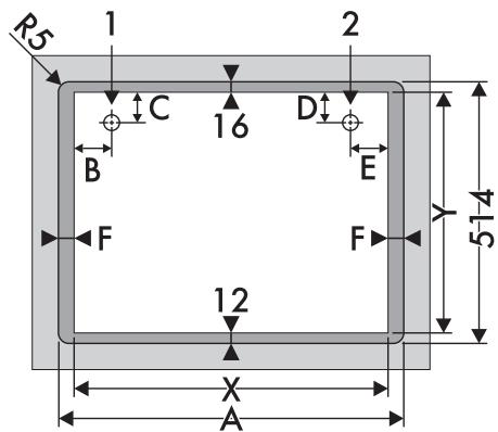 SMEG PM3953D - Dimensions du plan à ras (mm) - 1