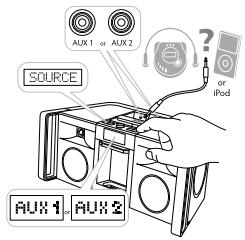 ALTEC LANSING INMOTION MIX - Écouter un iPhone, iPod, iPod non inséré ou autre appareil supplémentaire - 1