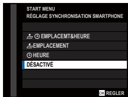 FUJIFILM XT3 - Pour synchroniser les réglages de l'appareil photo avec les réglages configures sur votre smartphone ou tablette. - 1