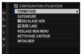 FUJIFILM XT3 - Les menus de configuration - 1