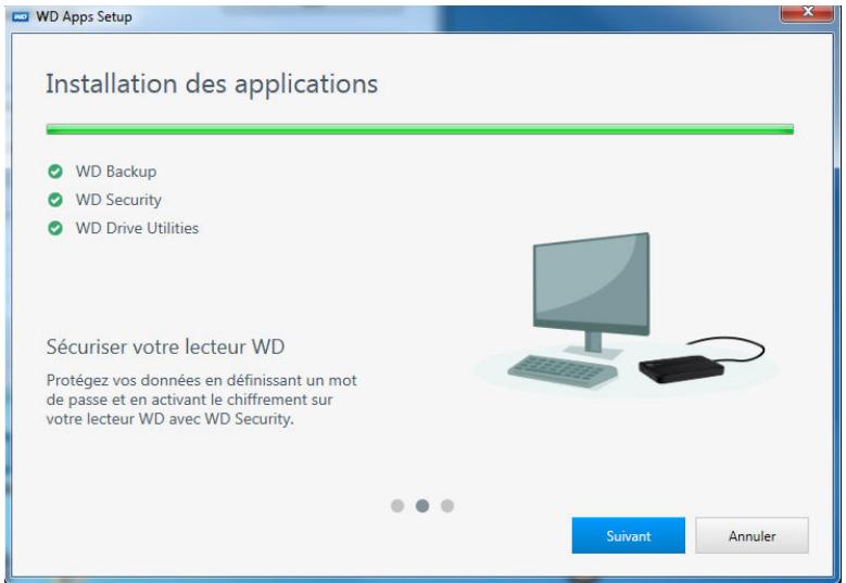 WESTERN DIGITAL DD2.5 1TB LUMEN - La boîte de dialogue Installation des applications : - 1