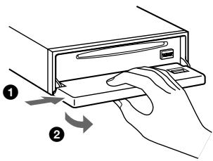 SONY CDX-MP40 - Appuyez sur OPEN, faites glisser la façade vers la droite, puis tirez doucement vers vous l'extrémité gauche de la façade. - 1