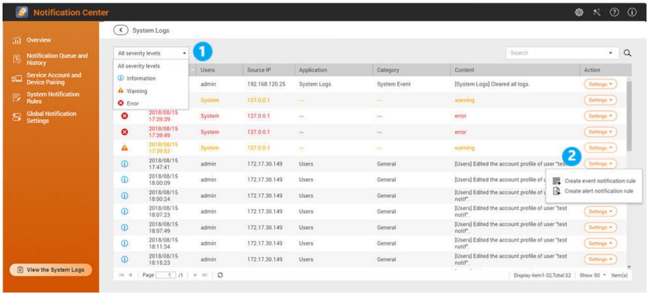 QNAP TS-231K - Réglages des notifications générales - 2