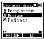 OLYMPUS DM 550 - Appuyez sur la touche I, ou + - pour selectionner le dossier dans lequel vous souhaitez déplacer ou copier le fichier. - 1