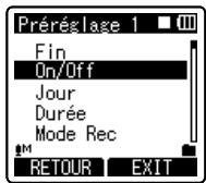 OLYMPUS DM 550 - Appuyez sur la touche ^+ ou - pour selectionner I'elément a configurer. - 1
