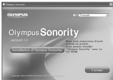 OLYMPUS DM 550 - Lorsque [Olympus Sonority Setup] est cliqué, la fenêtre Ouvrir le programme d'installation démarre. Suivez les instructions de l'assistant d'installation. - 1