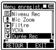 OLYMPUS DM 550 - Sélectionnez [Durée Rec] dans le menu [Menu enregist.]. - 1