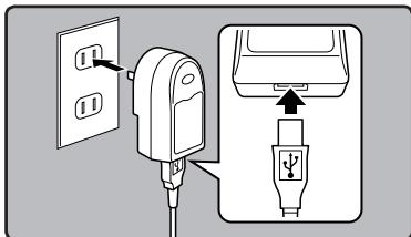 OLYMPUS DM 550 - Branchez l'appareil à l'adaptateur AC de connexion USB (facultatif) pour charger - 1