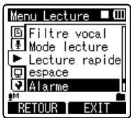OLYMPUS DM 550 - Sélectionnez [Alarme] dans le menu en [Menu Lecture]. - 1