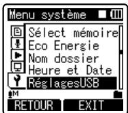 OLYMPUS DM 550 - Sélectionnez [RéglagesUSB] dans le menu en [Menu système]. - 1