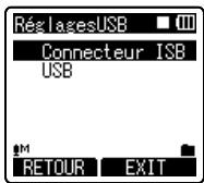 OLYMPUS DM 550 - Appuyez sur la touche + ou - pour désirir [Connecteur USB] ou [USB]. - 1