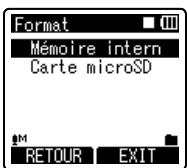 OLYMPUS DM 550 - Appuyez sur la touche + ou - pour désirir le support d'enregistrement à formater. - 1