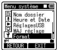 OLYMPUS DM 550 - Sélectionnez [Format] dans le menu de [Menu système]. - 1