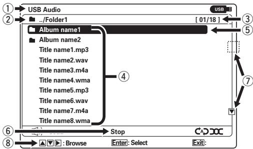 MARANTZ SR 6003 - Ce qui apparaît sur l'écran du moniteur (Liste de fichiers) - 1