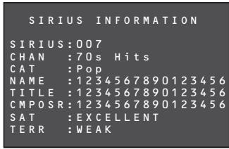 MARANTZ SR 6003 - CHANGER LES INFORMATIONS SIRIUS SUR L'AFFICHEUR DU PANNEAU AVANT - 7