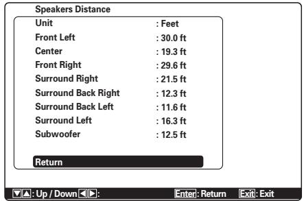 MARANTZ SR 6003 - [Exemple] Écran de confirmation pour la distance des enceintes par rapport à la position d'écoute - 1