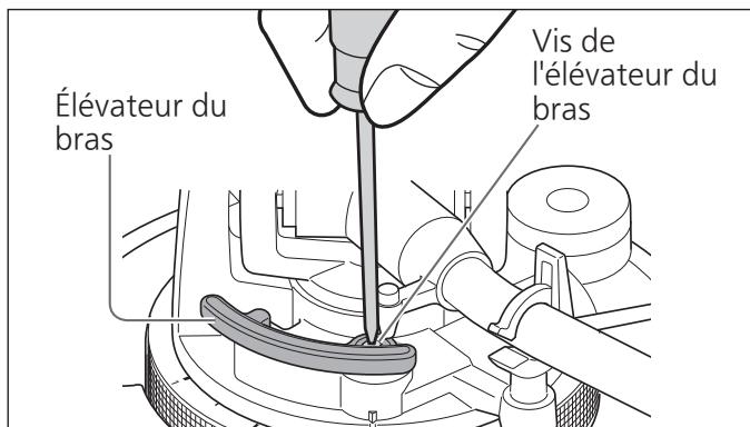 TECHNICS SL-1200M7L - Remplacez le bras de lecture sur le support de bras et immobilisez-le avec le clip de retenue du bras. tournez la vis de réglage. - 1