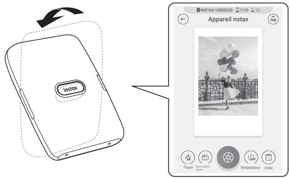 FUJIFILM mini_link - Contrôle du zoom et de l'obturateur lors de l'utilisation de la fonction « appareil instax » dans l'application. - 2