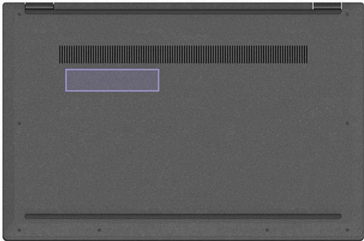 LENOVO IdeaPad Flex 5 14ALCO5 - Emplacement de l'étiquette d'identification FCC et IC - 1