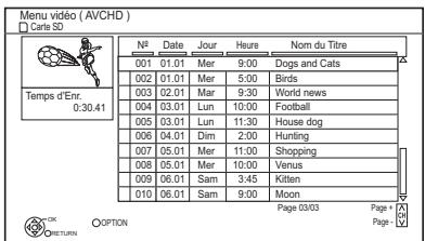 PANASONIC DMR-BWT745 - Écran menu video (AVCHD) - 1