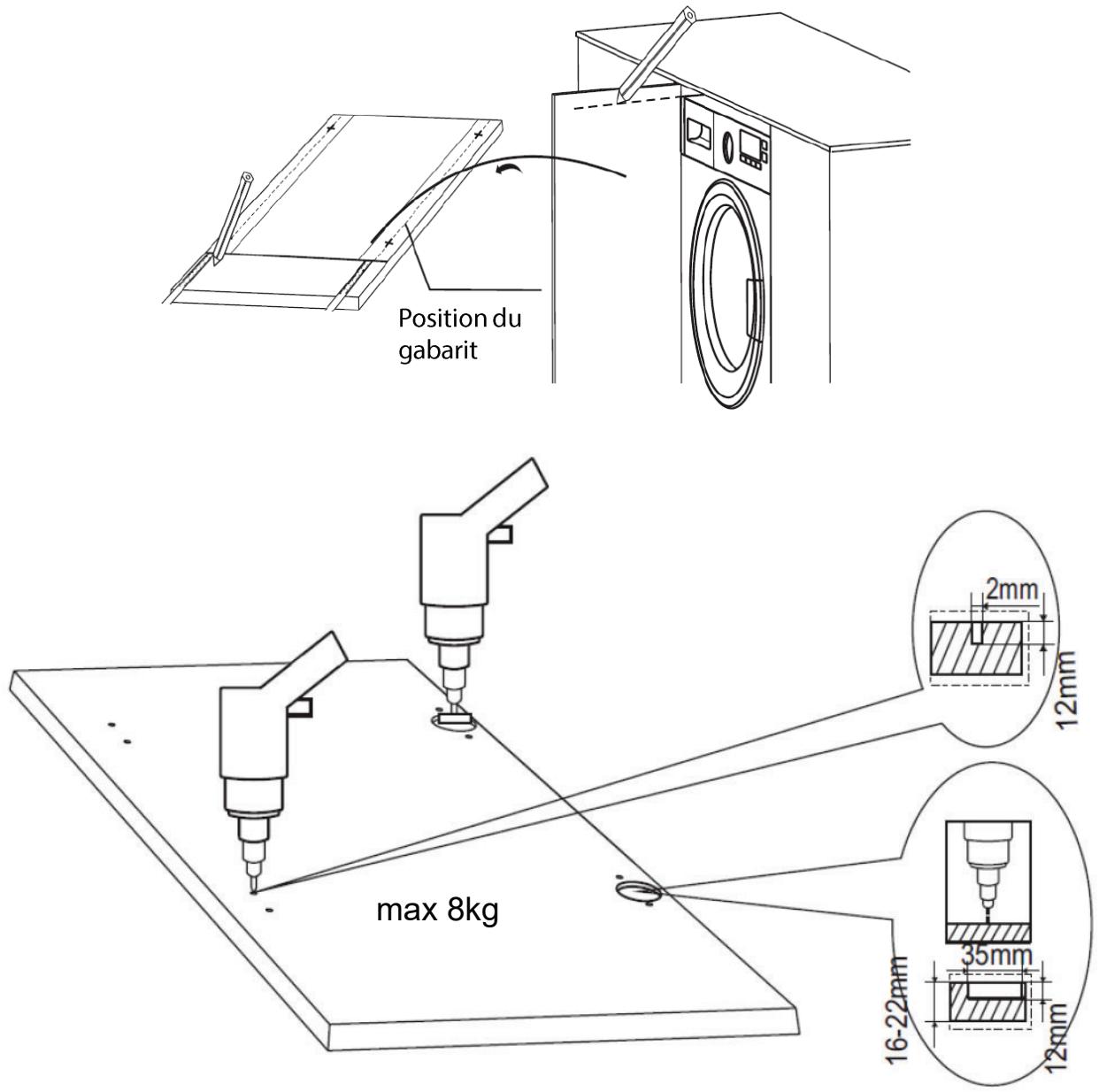 THOMSON TWBI8140A - Perçage des trous dans une porte de meuble ( non fourni) - 1