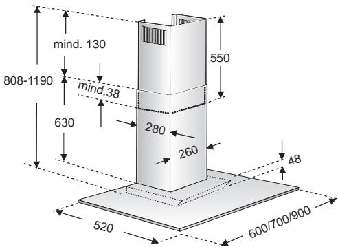 BOSCH DKE66 - Branchement du conduit d'évacuation Ø 120 mm: - 2