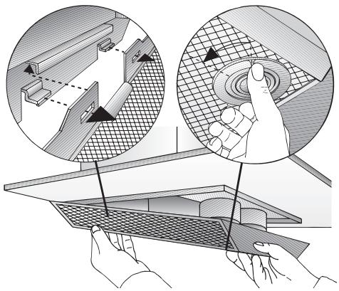 BOSCH DKE66 - Removing and inserting the metal grease filters: - 1