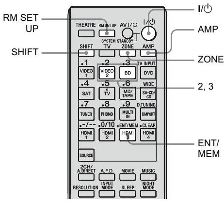 SONY STR-DA3500 - Changement du réglage de zone de la télécommande - 1