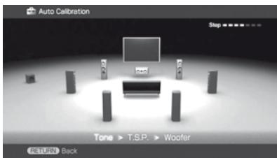 SONY STR-DA3500 - Appuyez à plusieurs reprises sur / pour sélectionner « auto calibration », puis appuyez sur  ou . - 3