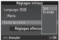 PENTAX K-1 II SILVER + GRIP K1EDITION LIMITE - Utilisez ▲▼ pour sélectionner [std] ou [grande], puis appuyez sur OK. - 1