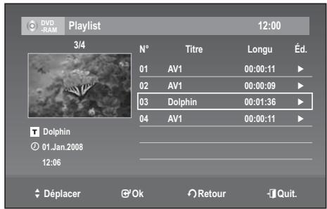 SAMSUNG DVD-VR 375 - Modification du nom d'un titre dans la liste de lecture - 4