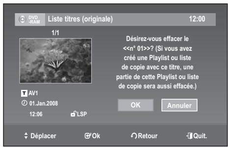 SAMSUNG DVD-VR 375 - Suppression d'un titre (effac. titre) - 5