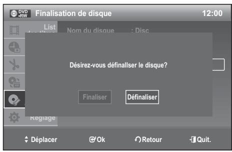 SAMSUNG DVD-VR 375 - Annulation d'une finalisation de disque (modes v et VR) - 2