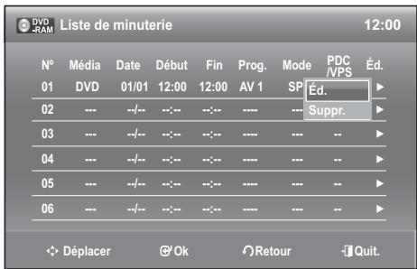 SAMSUNG DVD-VR 375 - Modifier la LISTE des enregistrements programmés - 2