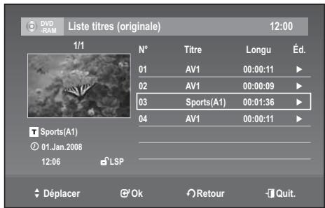 SAMSUNG DVD-VR 375 - Modification du nom d'un titre (nom de titre) - 6