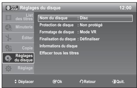 SAMSUNG DVD-VR 375 - Modification du nom du disque - 5