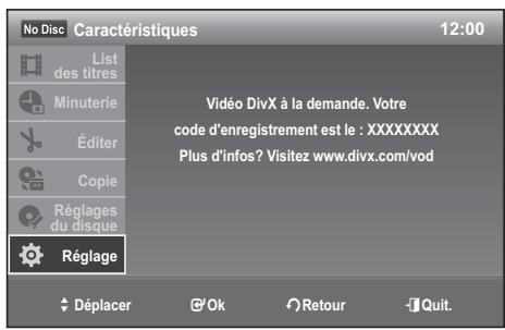 SAMSUNG DVD-VR 375 - Code d'enregistrement divx - 1