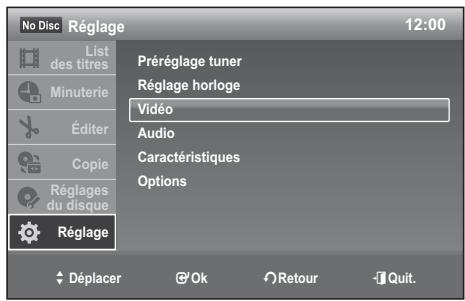 SAMSUNG DVD-VR 375 - Configuration des options VIDEO - 1