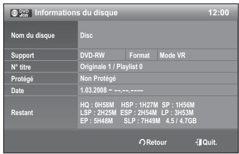 SAMSUNG DVD-VR 375 - Informations sur le disque - 5
