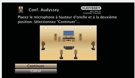 MARANTZ SR5007B - Dispossez le microphone de configuration à la position 2, sélectionner "continuer", puis appuyez sur ENTER. - 1
